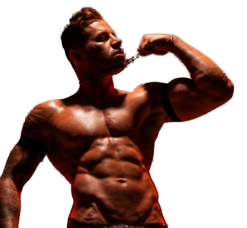 Alex, upper body in red light