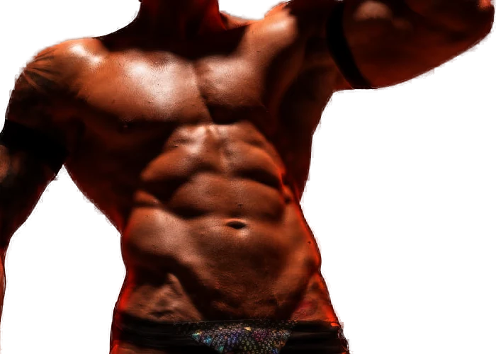 Alex's torso in red light